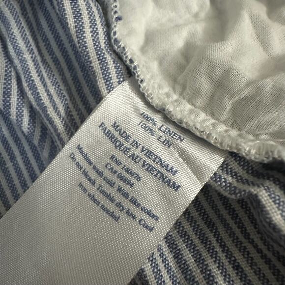 FAHERTY Isha Mini Dress Blue Pinstriped Sleeveless Linen Y2K Preppy - Picture 8 of 10